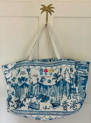 " Hong Kong Homage " Market Bag - The Ginger Jar Lamp Co.