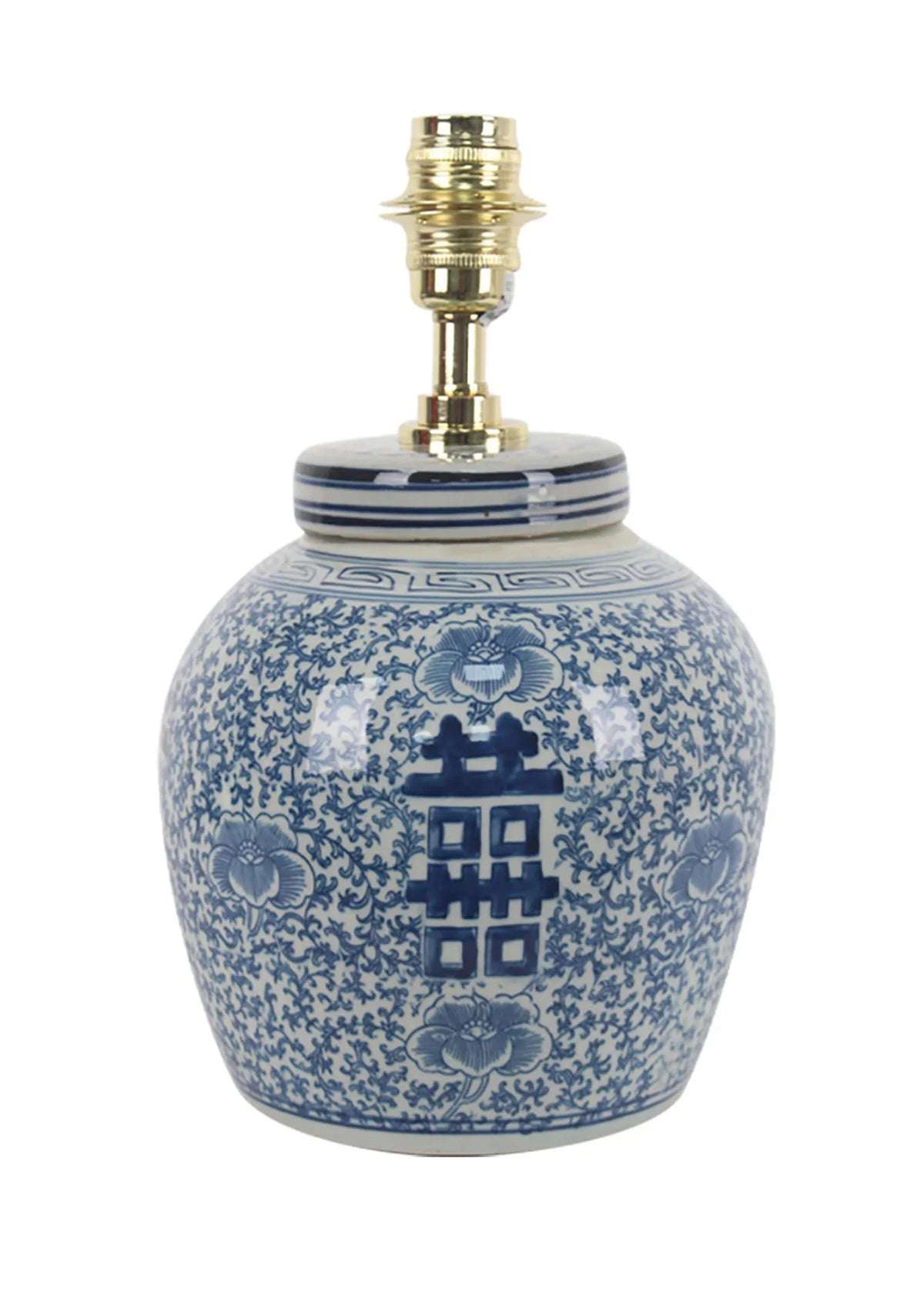 " Double Happiness " Ginger Jar Lamp Base in Imperial Blue - The Ginger Jar Lamp Co.