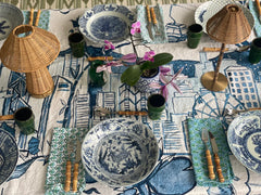 " Hong Kong Homage " Linen Tablecloth - The Ginger Jar Lamp Co.