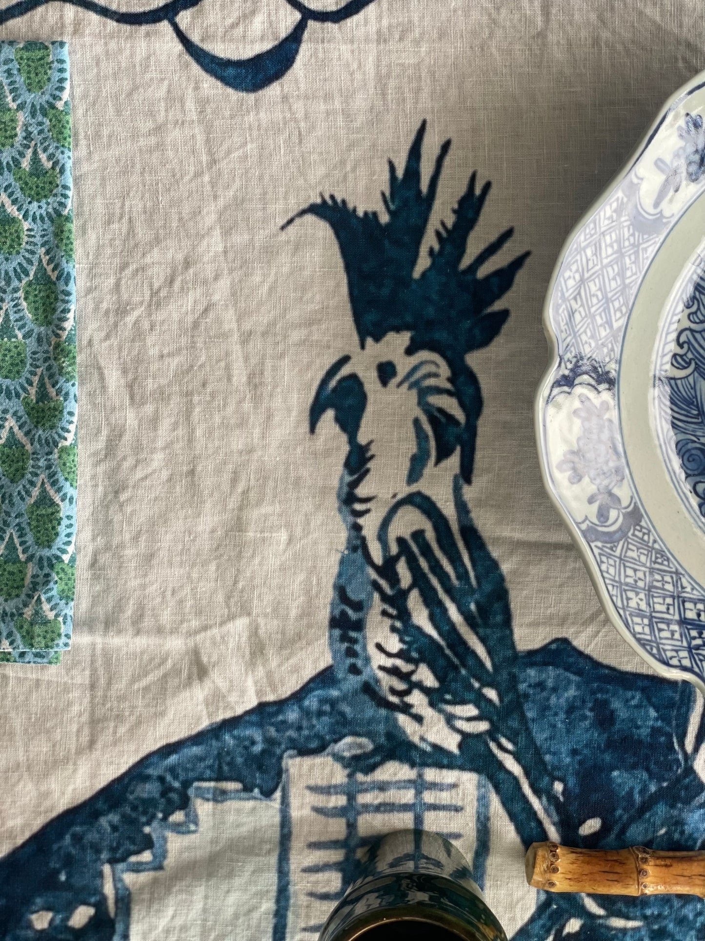 " Hong Kong Homage " Linen Tablecloth - The Ginger Jar Lamp Co.
