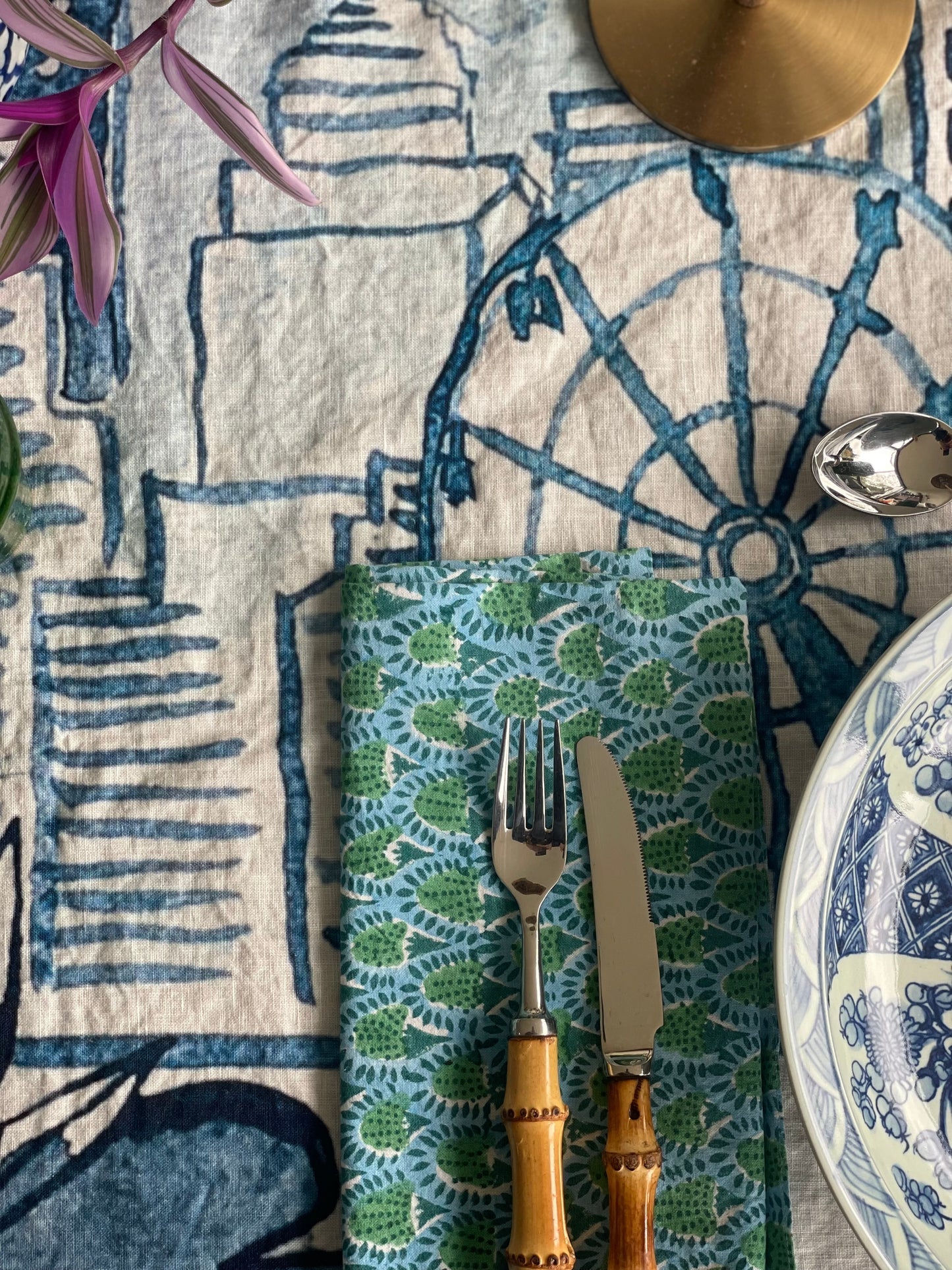 " Hong Kong Homage " Linen Tablecloth - The Ginger Jar Lamp Co.