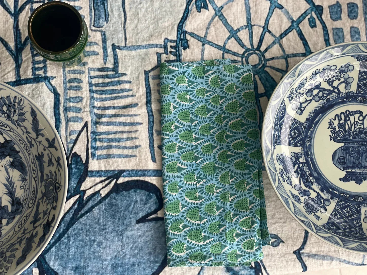 " Hong Kong Homage " Linen Tablecloth - The Ginger Jar Lamp Co.