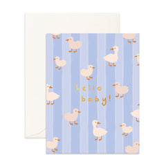 " Hello Baby Ducks Blue " Greeting Card
