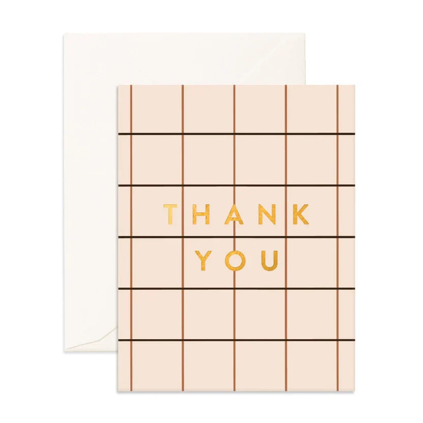 " Thank You Cream Plaid " Greeting Card