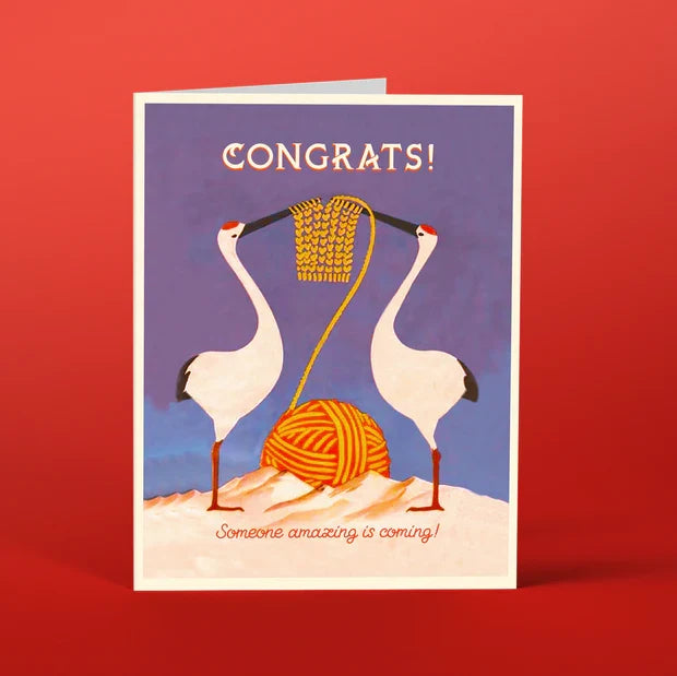 " Storks Weaving " Baby Card