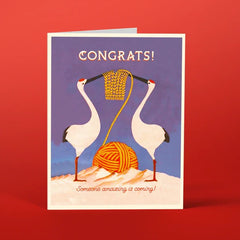 " Storks Weaving " Baby Card