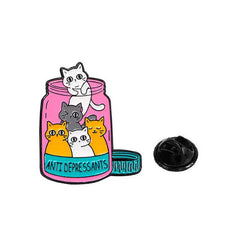 " Anti Depressants Cats " Enamel Pins