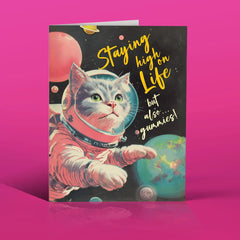 " Space Cat Gummies " Card